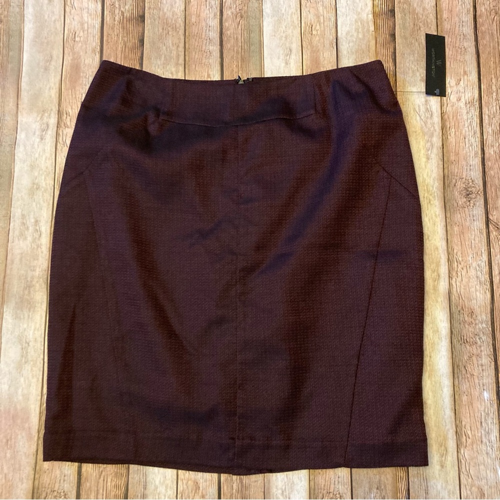 NEW Worthington Bold Burgundy Patterned Lined Pencil Skirt Size 12 for Work